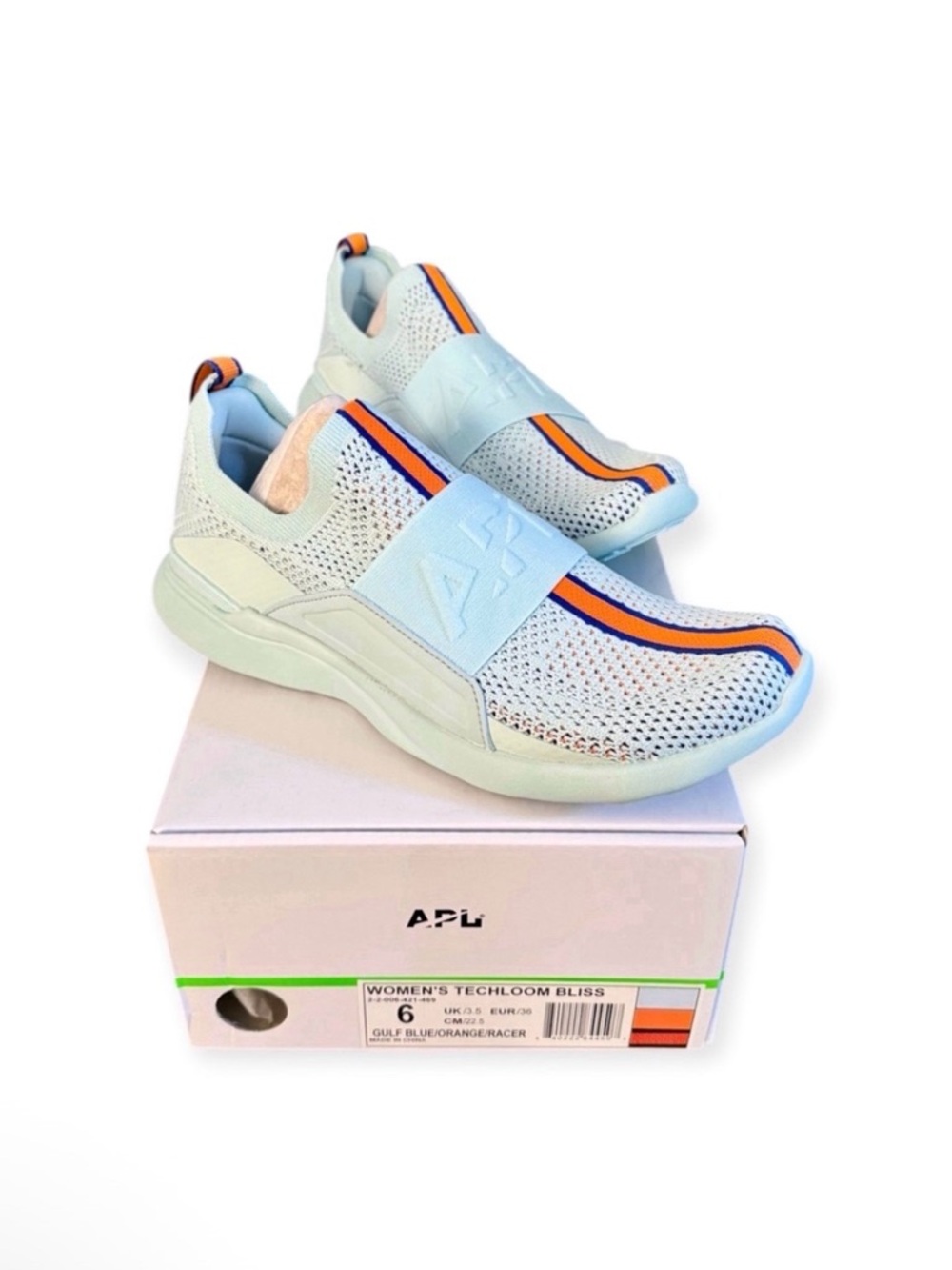 Athletic Propulsion Labs APL Techloom Bliss Sneakers, Gulf Blue & Orange Racer